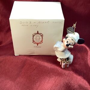 Lenox Disney Minnie Mouse Holiday Ornament with gold and White Accents.  Dated